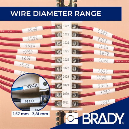 Brady M21-187-C-342 7' Length, 0.335" Width, B-342 Permasleeve Heat-Shrink Polyolefin, Black On White Color PermaSleeve Markers for BMP 21 Mobile Printer and IDPAL
