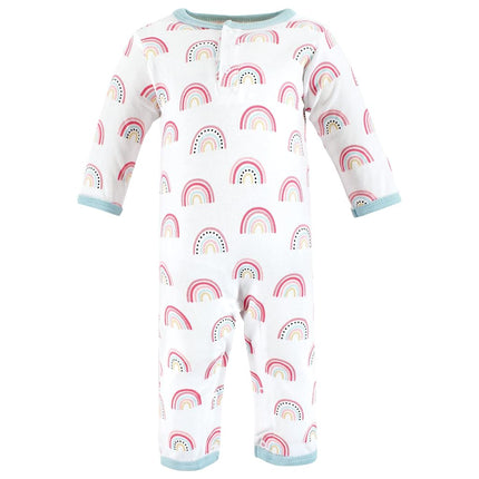 Hudson Baby baby-girls Cotton Coveralls, Modern Rainbow, 3-6 Months