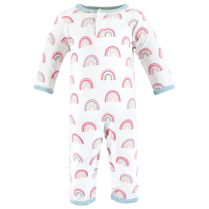 Hudson Baby baby-girls Cotton Coveralls, Modern Rainbow, 3-6 Months
