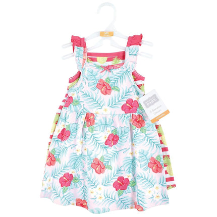 Hudson Baby Baby Girls' Cotton Dresses, Tropical Floral, 12-18 Months