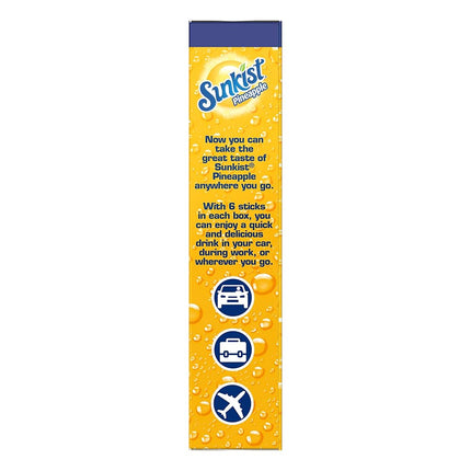 Sunkist Singles-To-Go Drink Mix, Pineapple, Non-Carbonated, Low-Calorie, Zero Sugar, 6 CT in each box (Pack of 6)