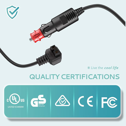 EUHOMY 8.2FT/2.5M 12V DC Power Cord Cable, DC Power Cord 12V for Car Refrigerator Portable Freezer Electric Cooler. 2 Pin Lead Cable Plug Wire Compatible with 12 Volt Refrigerator