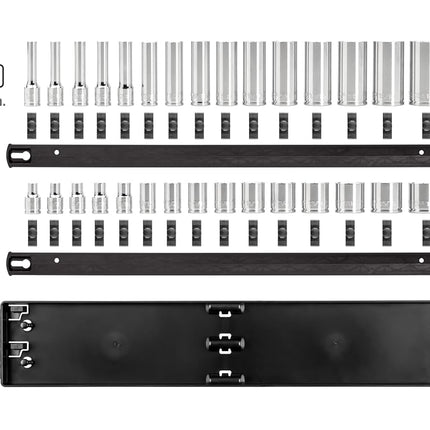 TEKTON 3/8 Inch Drive 12-Point Socket Set with Rails, 30-Piece (1/4-1 in.) | SHD91210