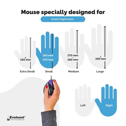 Evoluent VM4S Right Handed VerticalMouse - Small, version 4,black