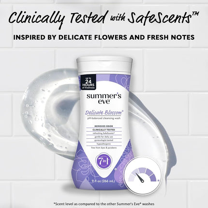 Summer's Eve Cleansing Wash for Sensitive Skin - Gently Cleanses and Freshens - Safe for Everyday Use - pH-Balanced - Doctor Tested - Delicate Blossom Scent - 9 Ounce (Pack of 12)