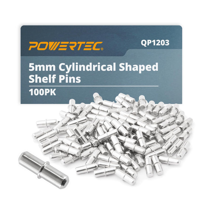 POWERTEC QP1203 Cylindrical Shaped Shelf Pins 5mm,