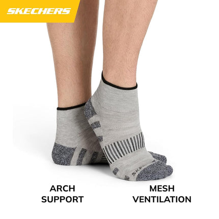 Skechers Men's 8-Pack Work Collection High Quarter Crew, Extra Cushion & Mesh Ventilation Socks, Cool Grey/Steel Grey, 10-13