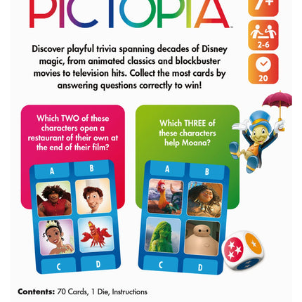 Ravensburger Disney World of Disney Pictopia Card Game - Travel-Sized Trivia Game for Kids and Adults | Educational Fun | Family Bonding Time | Ideal for Ages 7 and Up