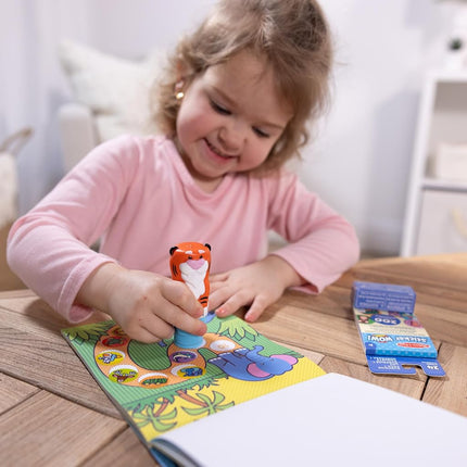 Melissa & Doug Sticker WOW Tiger Bundle: 24-Page Activity Pad, Sticker Stamper, 500 Stickers, Arts and Crafts Fidget Toy Collectible Character