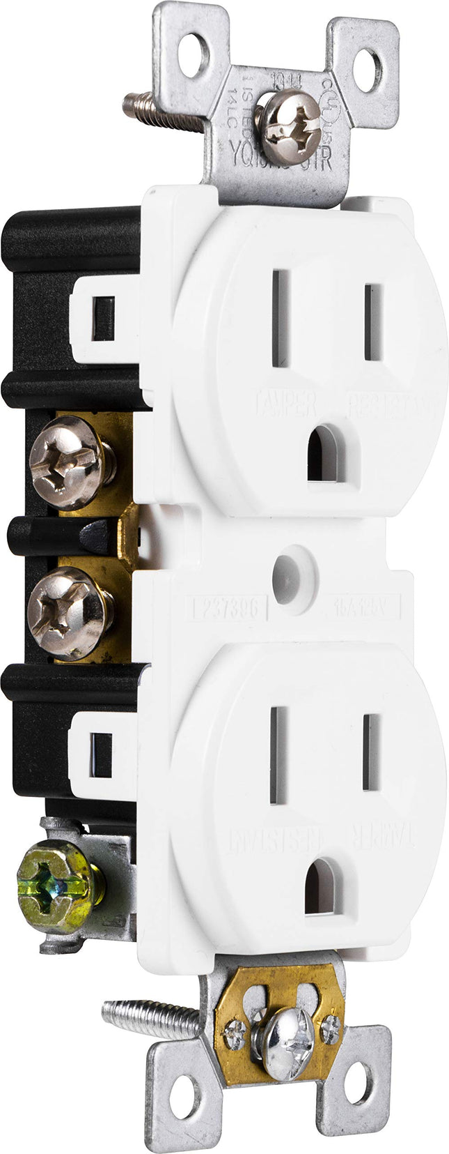 GE 5 Pack Duplex Grounding Socket in Wall Socket, Tamper-Proof, 3 Pin Plug, Easy to Install, 15 Amp, UL Listed, White, 41869