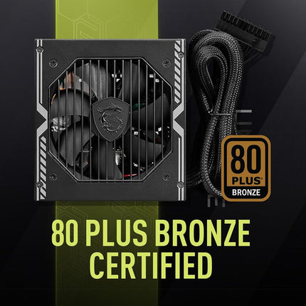 MSI MAG A650BE Gaming Power Supply - Certified 80 Plus Bronze 650W - Semi-Modular - Low Noise PSU ATX