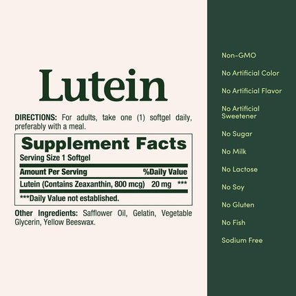Nature's Bounty Lutein 20 mg, 40 Softgels