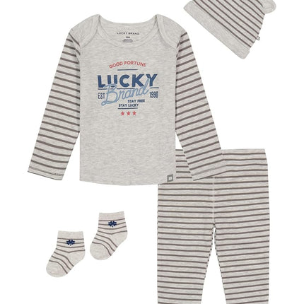 Lucky Sets Boys 3 Pieces Pant Set, Heather, 12M US, Heather, 12 Months