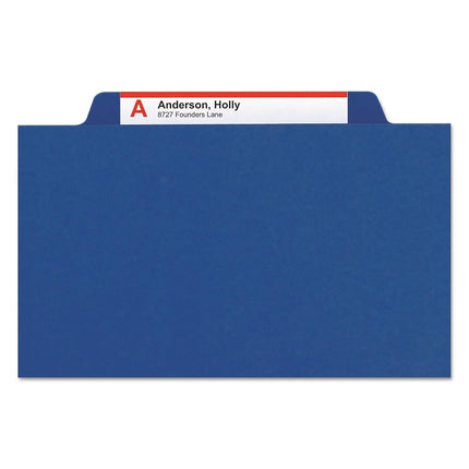Smead Pressboard Classification File Folder with SafeSHIELD® Fasteners, 1 Divider, 2" Expansion, Letter Size, Dark Blue, 10 per Box (13732)