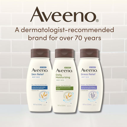 Aveeno Skin Relief Body Wash, Fragrance Free, Refill, 36 Fl. Oz, White