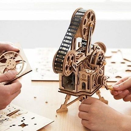 ROKR 3D Wooden Puzzles for Adults, Mechanical Vitascope Movie Projector Model Kit, Hand-Cranked DIY Wood Craft Building Set