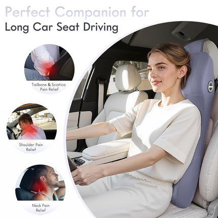 FLORICH Integrated Car Seat Lumbar Support Pillow & Car Neck Pillow Memory Foam Back Cushion for Driving Car Seat Back Support Pillow for Car Seats Driver Back Neck Sciatica Pain Relief Cushion, Blue