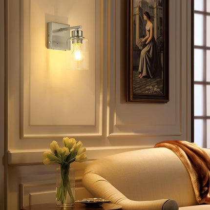 Battery Operated Wall Sconce Set of 2, Dimmable Wireless Sconces with Remote and Touch Control, Rechargeable Wall Lights Modern Cordless Lighting for Living Room, Bedroom, Sand Nickel with 2 E26 Bulb