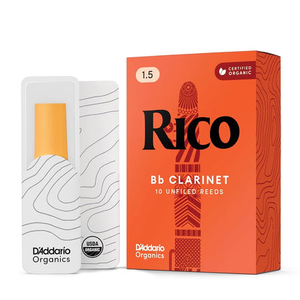 D’Addario Woodwinds - Rico Bb Clarinet Reeds - Reeds for Bb Clarinet - Crafted for Beginners, Students, Educators - Strength 1.5, 10-pack