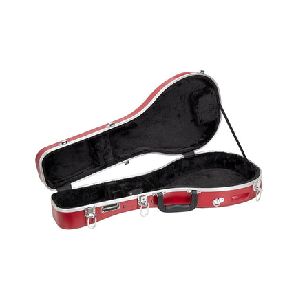 Crossrock A-Style Mandolin Case | ABS Molded Hardshell with Security Lock, Metal Feet, and Detachable Straps-Red (CRA862MARD)