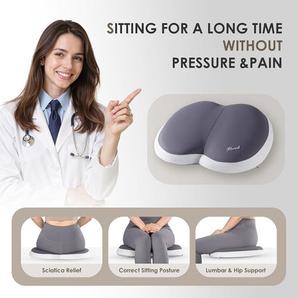 Coussin de siège de voiture et support dorsal FLORICH pour voiture, coussins de chaise de bureau ultra-épais en mousse à mémoire de forme avec oreiller de soutien lombaire pour le soulagement de la sciatique, des douleurs dorsales et du coccyx (gris)