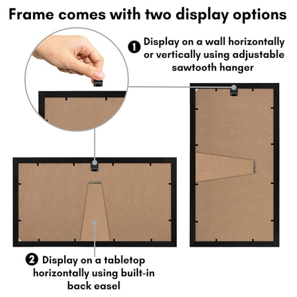 Americanflat 6x4 Collage Photo Frame with Shatter-Resistant Glass - Signature Collection - Fits Three 4x6 Photos or Use as One 8x16 Picture Frame for Tabletop and Wall - Black