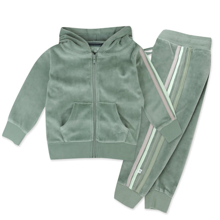 HonestBaby Velour Pullover Hoodie and Zip Front Sw