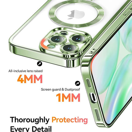 Meifigno Candy Mag Series Case Designed for iPhone 15 Pro, [Compatible with MagSafe] [Glitter Card & Wrist Strap] Full Camera Lens Protection Designed for iPhone 15 Pro Case Women Girls, Grass Green