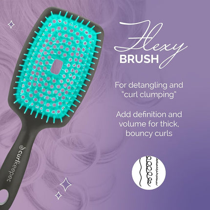 CURLY HAIR SOLUTIONS Cepillo Flexy - Elimina Nudos Mientras Exfolias Tu Cuero Cabelludo y Estimula la Circulación Sanguínea para Rizos Hermosos y Brillantes