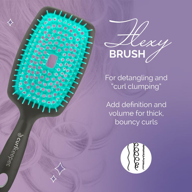 CURLY HAIR SOLUTIONS Cepillo Flexy - Elimina Nudos Mientras Exfolias Tu Cuero Cabelludo y Estimula la Circulación Sanguínea para Rizos Hermosos y Brillantes