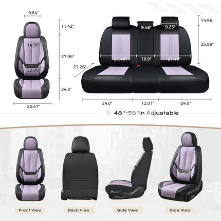 Coverado Seat Covers, Car Seat Covers Full Set, Leather Seat Covers for Cars, Car Seat Protector, Black Car Seat Covers Front Seats and Back Seats Universal Fit for Most Cars Purple