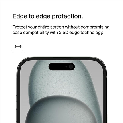 Belkin ScreenForce TemperedGlass Treated Privacy Screen Protector for iPhone 15 & iPhone 14 Pro - Slim & Scratch-Resistant - Includes Easy Align Tray for Bubble Free Application