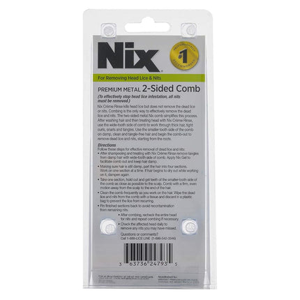 Nix Premium Metal 2-Sided Lice Removal Comb | Designed to Remove Lice and Nits