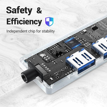 oditton USB Hub, Plug and Play 4-Port USB 3.0 Hub, Featuring a 4 Port USB 3.0 Hub with 5Gbps Transfer Speed and a USB to USB C Adapter, Compatible with Mac Air/Pro, HP, and More
