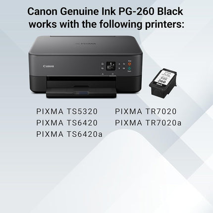 Canon PG-260 Genuine Black Ink Cartridge, Compatible with TS5320/6420/6420a,TR7020/7020a
