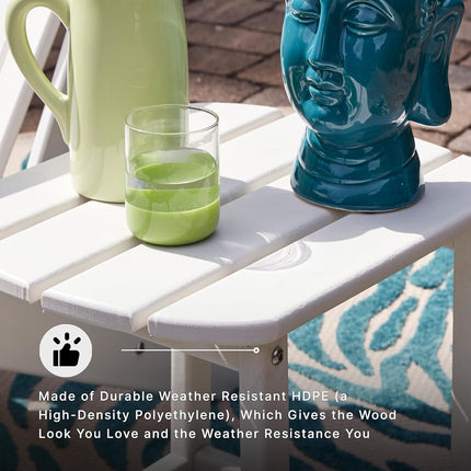 Ashley Furniture Signature Design - Table d'appoint d'extérieur Sundown Treasure - Plastique rigide - Plateau à lattes - Blanc