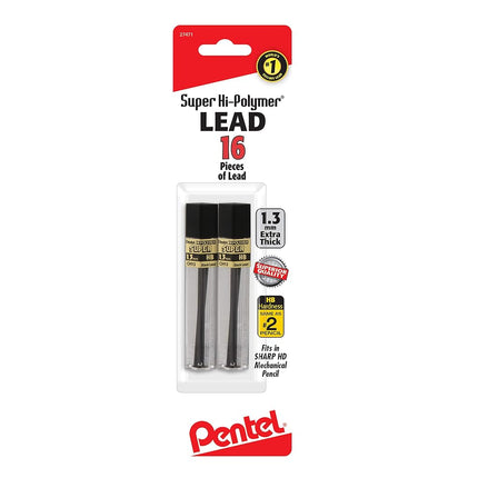 Pentel PentelCH13BPHB2 Super Hi-Polymer Lead Refill (1.3mm) HB, 8Pcs/Tube, 2Pk
