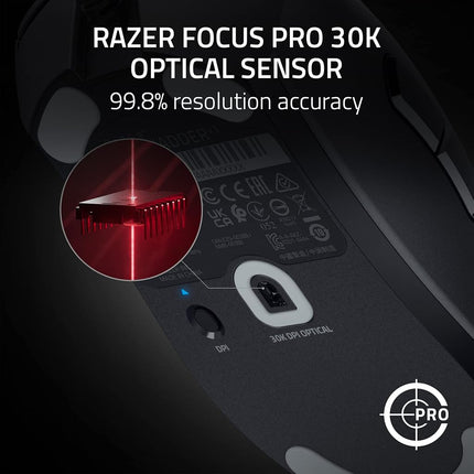RAZER DeathAdder V3 Wired Gaming Mouse: 59g Ultra Lightweight - Focus Pro 30K Optical Sensor Fast Switches Gen-3 8K Hz HyperPolling 6 Programmable Buttons Ergonomic Speedflex Cable Black