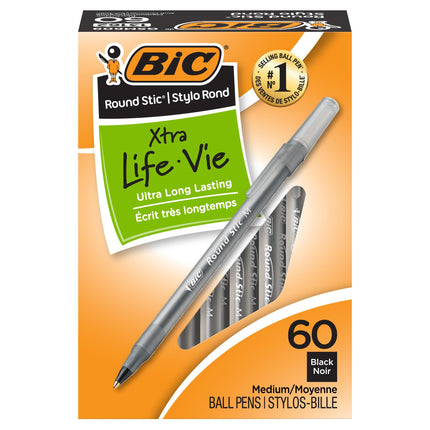 BIC Round Stic Xtra Life Ballpoint Pens, Medium Po