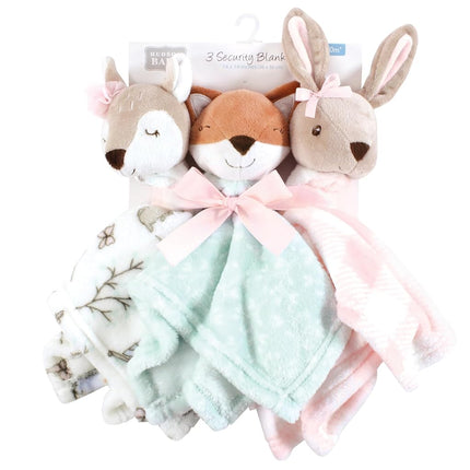 Hudson Baby Unisex Baby Animal Face Security Blanket, Enchanted Forest 3-Pack, One Size