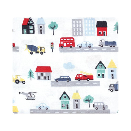 Hudson Baby Unisex Baby Cotton Rich Flannel Receiving Blankets 4-Pack, City Life, One Size