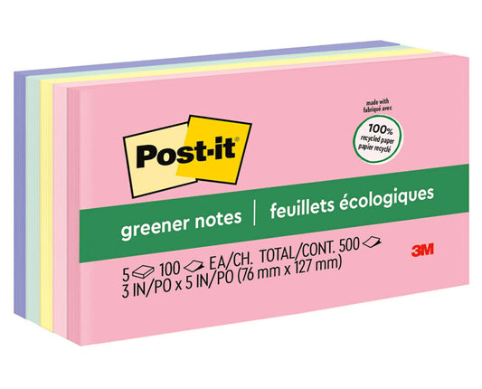 Post-it Greener Notes 3x5 in 5 Pads America's #1 F
