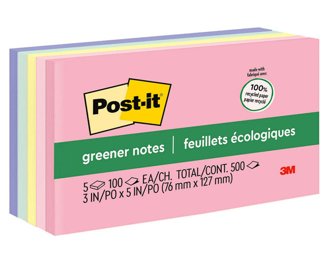 Post-it Greener Notes 3x5 in 5 Pads America's #1 F