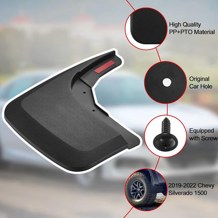 BDFHYK Mud Flaps Splash Guards 4PCS Front & Rear Side Mud Guards Compatible for 2019-2022 Chevy Silverado 1500