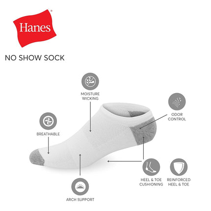 Hanes Men's, X-Temp Lightweight Socks, Low Cut and No Show, 12-Pack Casual, White/Opulent Garden, 37.5-46 EU (Pack of 12)