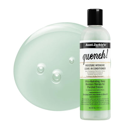 Aunt Jackie's Quench, Moisture Intensive Leave-in Conditioner, Ultra-Hydrating, Deep Moisture Therapy for Parched Hair, 12 Ounce Bottle