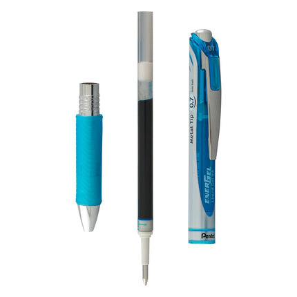 Bolígrafo de Gel Líquido Retráctil EnerGel RTX Trazo Mediano 2/Paq-Azul Cielo