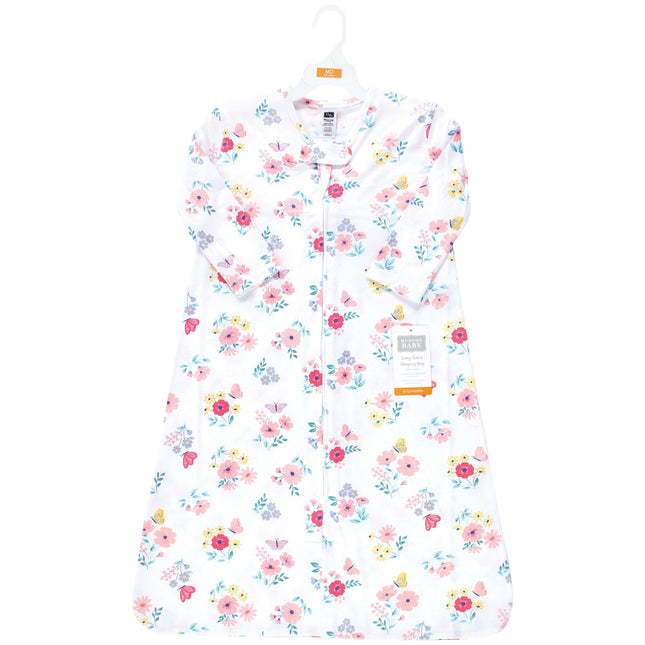 Hudson Baby Saco de Dormir, Manta de Punto de Algodón de Manga Larga Unisex para Bebés, Estampado Floral de Mariposas, 6-12 Meses