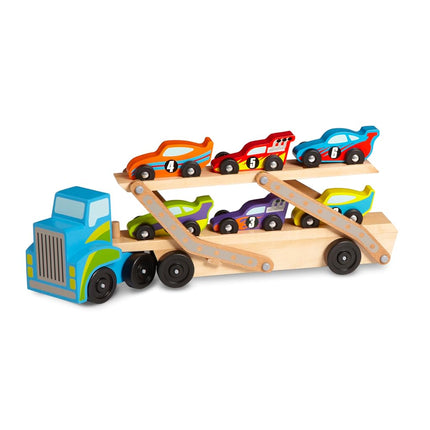 Melissa & Doug Mega Race-Car Carrier | Wooden Vehi