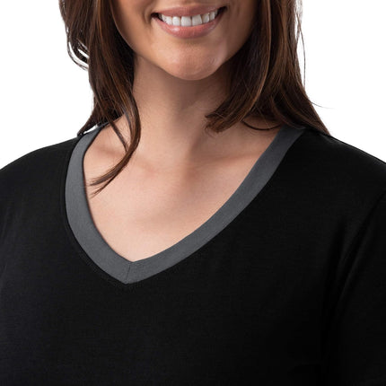 Fruit of the Loom Women's Sleeve Tee and Short 2 Piece Sleep Set, Black, X-Large